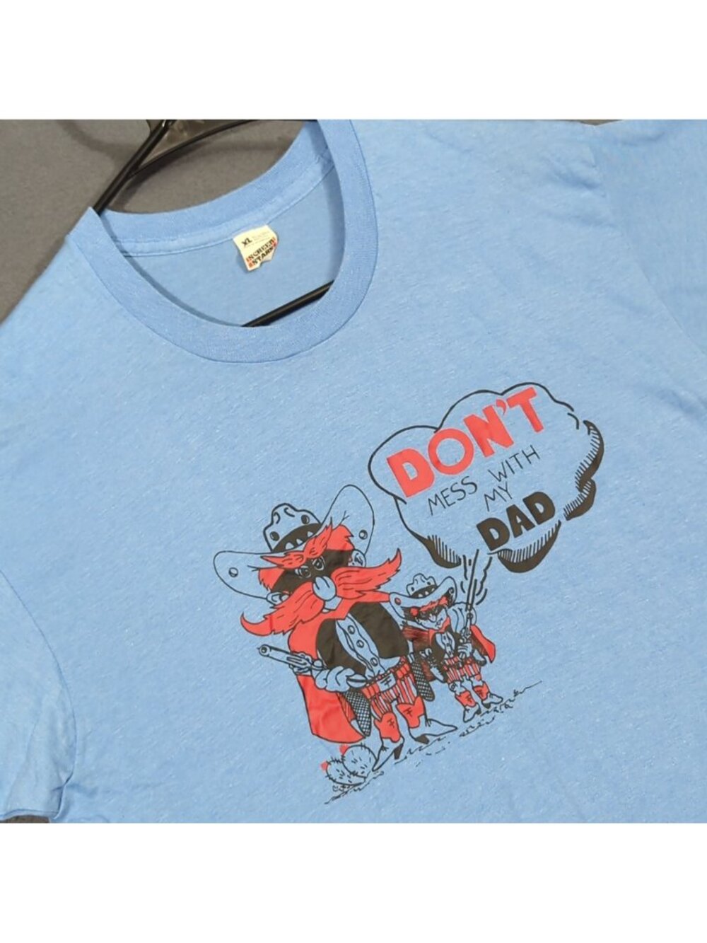 Screen Stars VTG T-Shirt XL Blue Texas Tech Red Raiders Don't Mess With My Dad